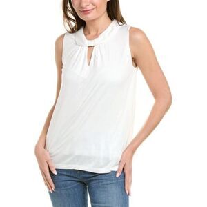 CABI Women's White Sleeveless Key Hole 100% Rayon Blouse Top Size Medium